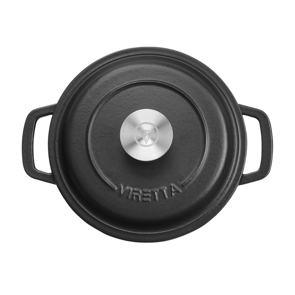 Emaljeret støbejernsgryde, Ø20 cm - Skifersort